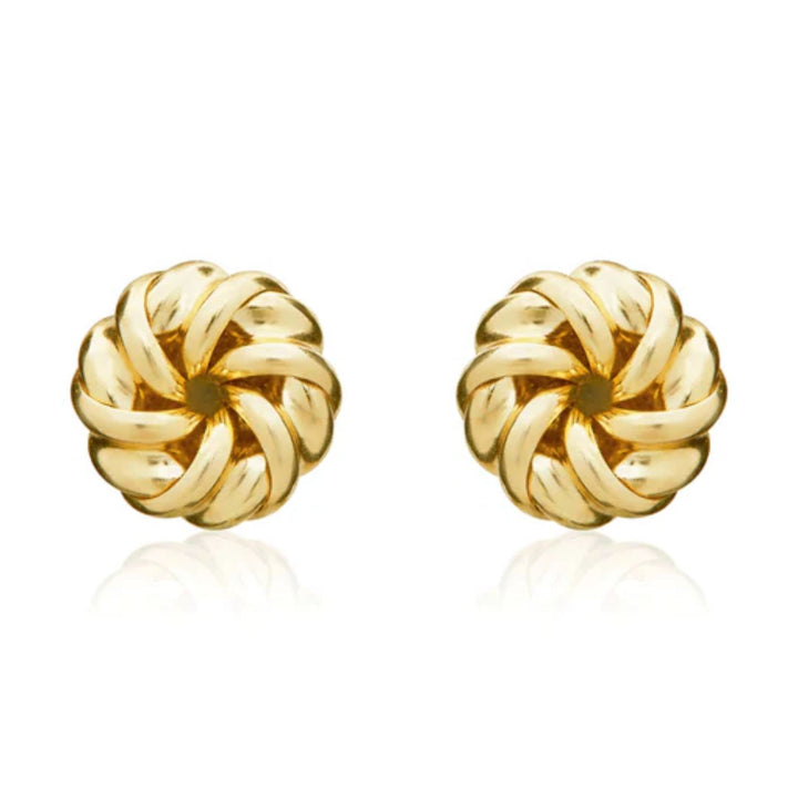 Ribbon Swirl 18ct Yellow Gold Small Knot Stud Earrings