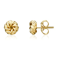 Ribbon Swirl 18ct Yellow Gold Small Knot Stud Earrings