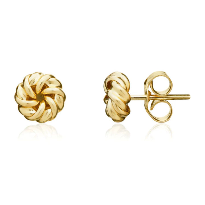 Ribbon Swirl 18ct Yellow Gold Small Knot Stud Earrings