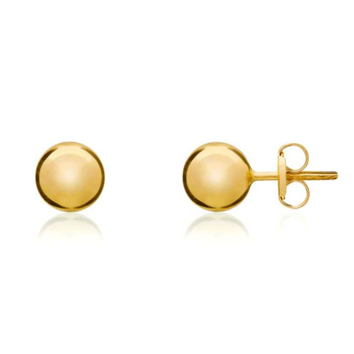 Polished 18ct Yellow Gold Ball Stud Earrings. 7mm