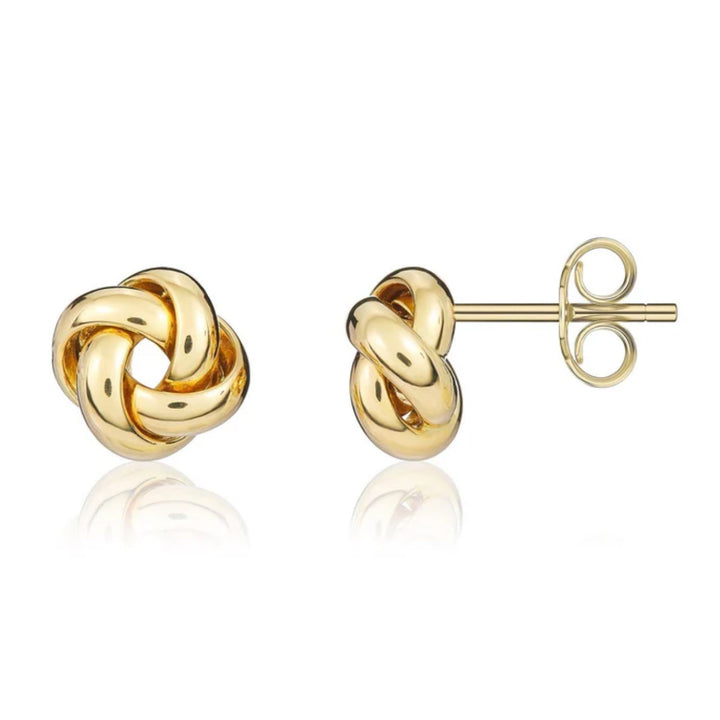 Polished Multi Strand 18ct Yellow Gold Knot Stud Earrings