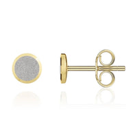 Satin disc 18ct Yellow and White Gold Stud Earrings
