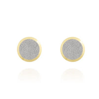 Satin disc 18ct Yellow and White Gold Stud Earrings