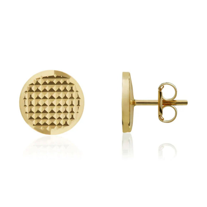 Flat Disc 9ct Yellow Gold Stud Earrings