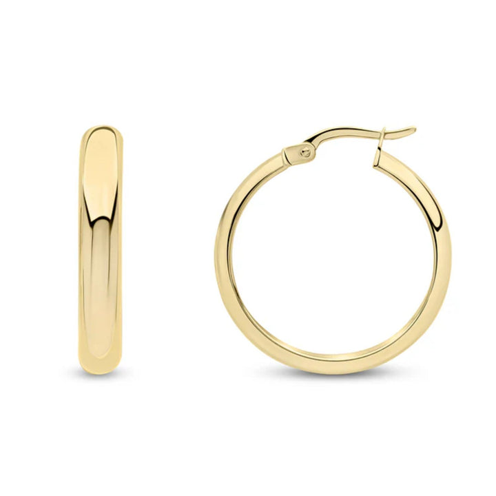 D-Shape 18ct Yellow Gold Hoop Earrings