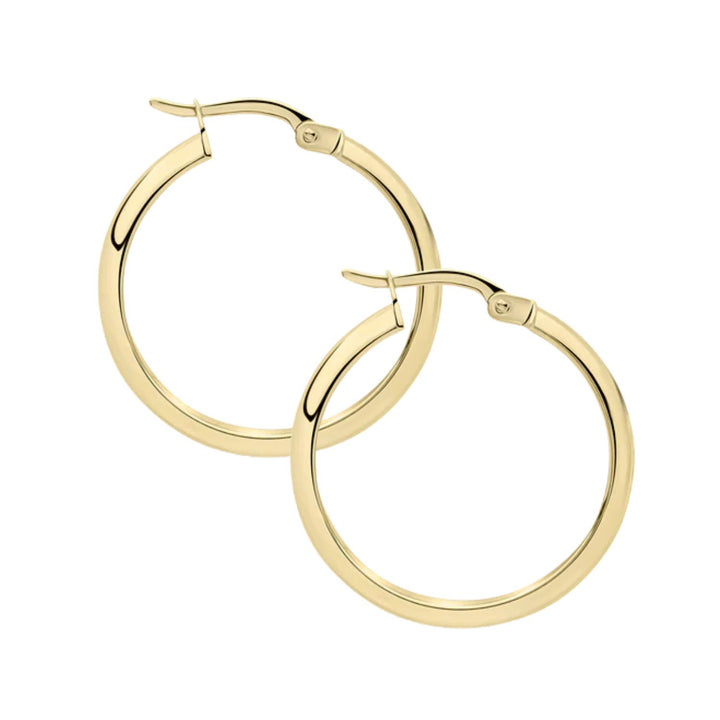 D-Shape 18ct Yellow Gold Hoop Earrings
