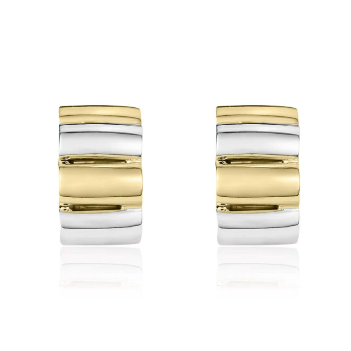 Ribbed 9ct Gold Half Hoop Earrings - Michael Jones Jeweller