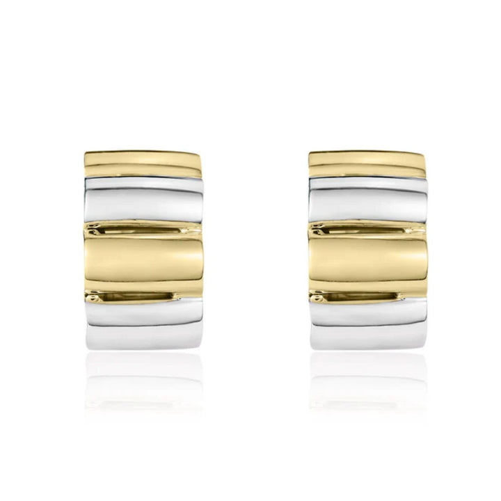 Ribbed 9ct Gold Half Hoop Earrings