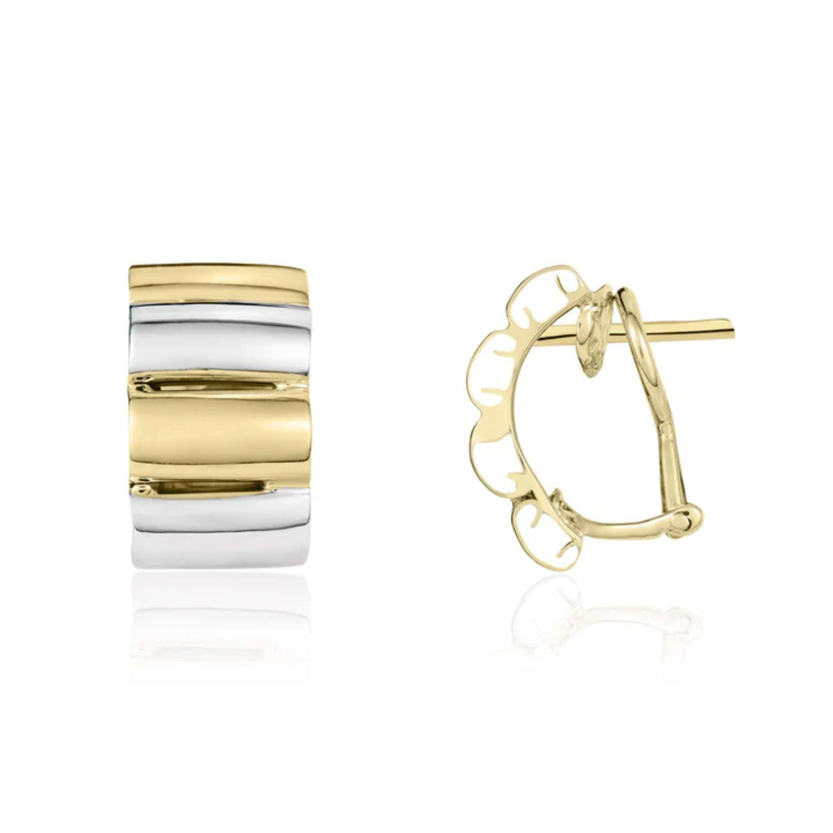 Ribbed 9ct Gold Half Hoop Earrings - Michael Jones Jeweller