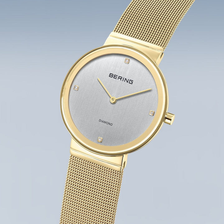 Bering Classic Diamond Gold Plated Quartz Watch 10135-334