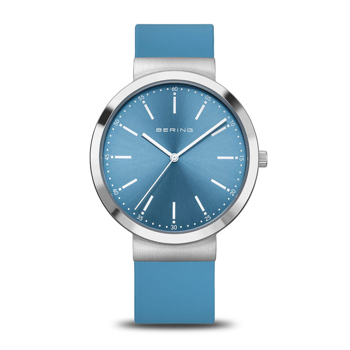 Bering Classic Polished Blue Quartz Watch 10141-398