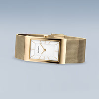 Bering Classic Rectangular Gold Plated Watch 10222-331-S