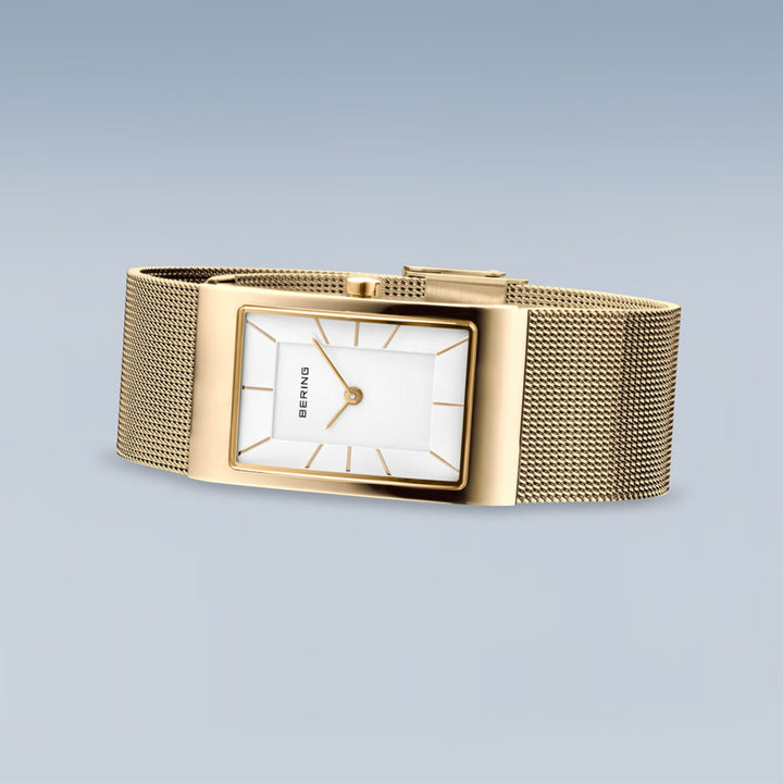 Bering Classic Rectangular Gold Plated Watch 10222-331-S