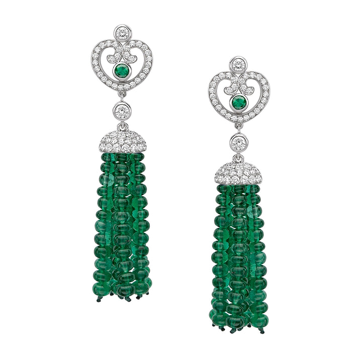 Fabergé Imperial Impératrice White Gold & Emerald Tassel Earrings