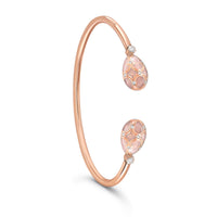 Fabergé Heritage Yellow Gold Pink Guilloché Enamel Forever Open Bracelet