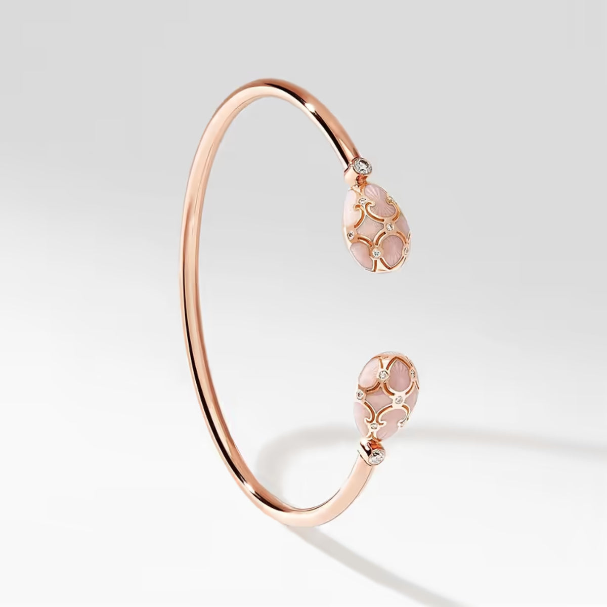 Fabergé Heritage Forever Open Bracelet 18ct Yellow Gold Pink Guilloché Enamel - Michael Jones Jeweller