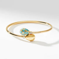 Fabergé Heritage Yellow Gold Turquoise Guilloché Enamel Forever Crossover Bracelet