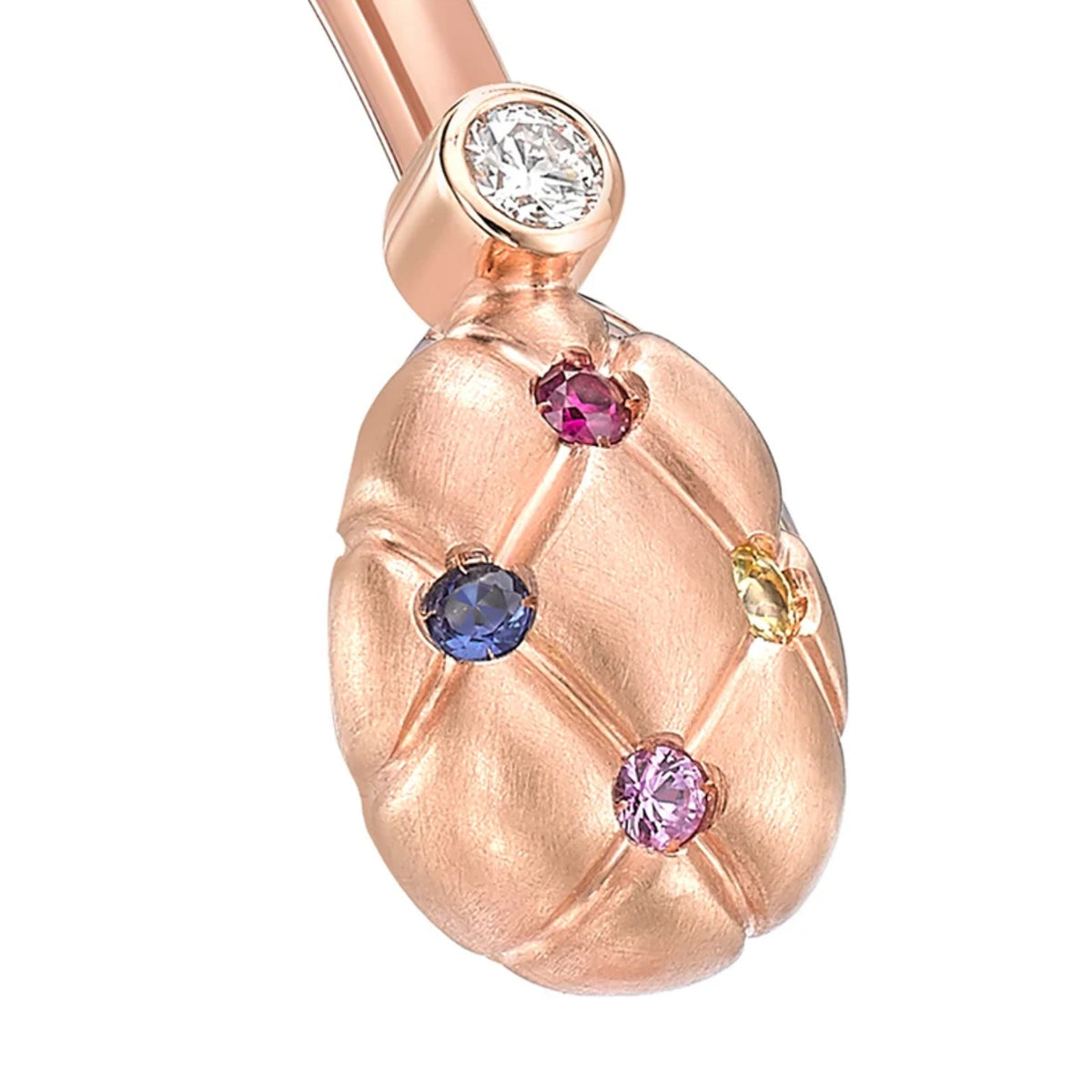 Fabergé Treillage Brushed 18ct Rose Gold Multicolour Gemstone Set Open Bangle - Michael Jones Jeweller