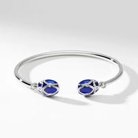 Fabergé Heritage Forever Palais White Gold Royal Blue Guilloché Enamel Open Bracelet