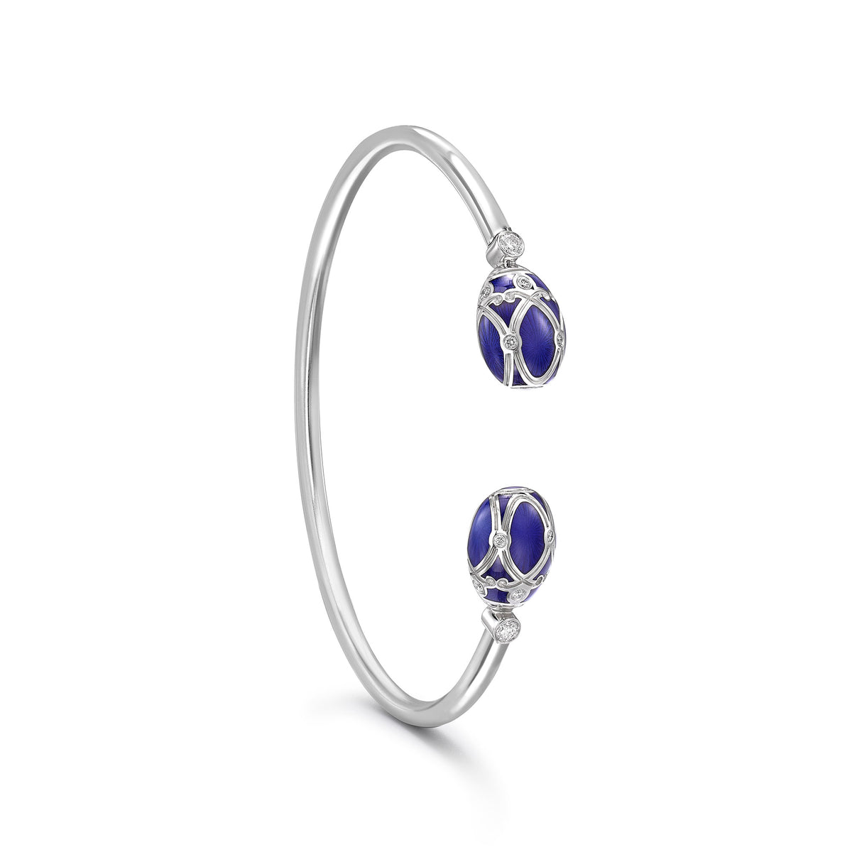Fabergé Heritage Forever Palais Open Bracelet 18ct White Gold Royal Blue Guilloché Enamel - Michael Jones Jeweller