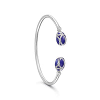 Fabergé Heritage Forever Palais White Gold Royal Blue Guilloché Enamel Open Bracelet