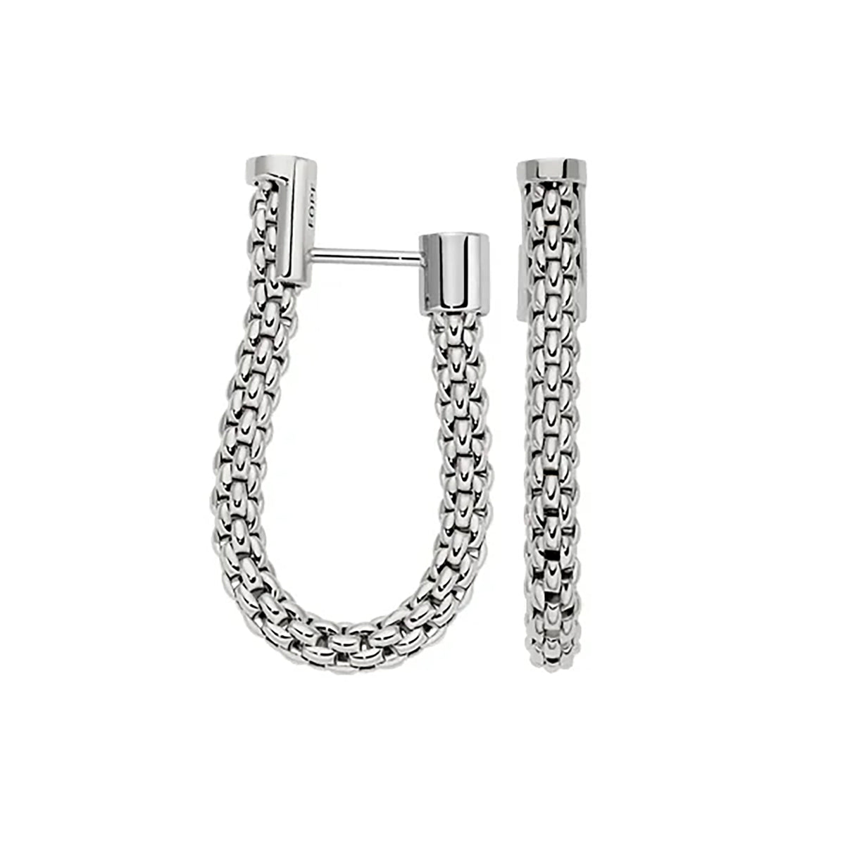 FOPE Flex'it Essentials 18ct White Gold Oval Mesh Small Hoop Earrings - Michael Jones Jeweller