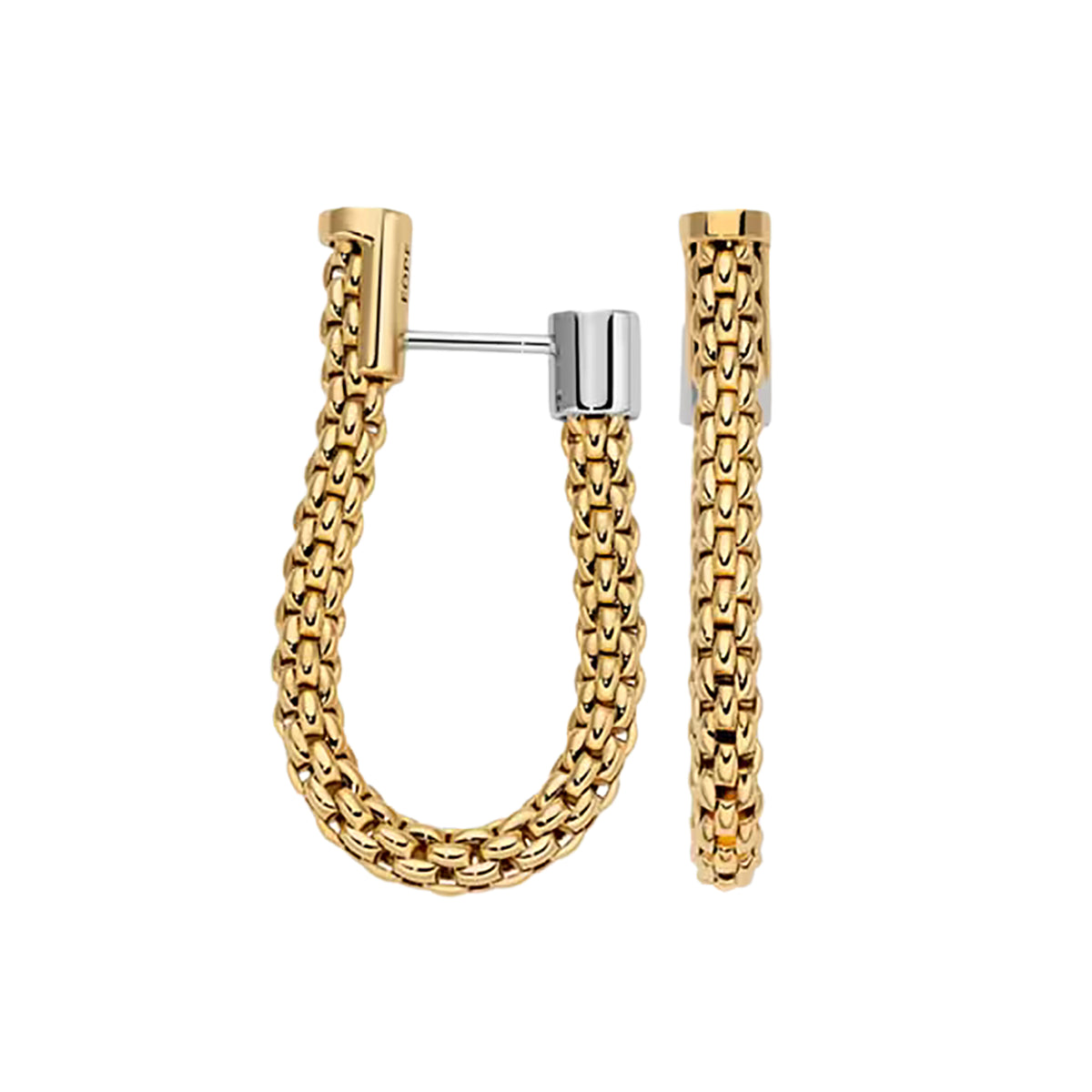 FOPE Flex'it Essentials 18ct Yellow Gold Oval Mesh Small Hoop Earrings - Michael Jones Jeweller