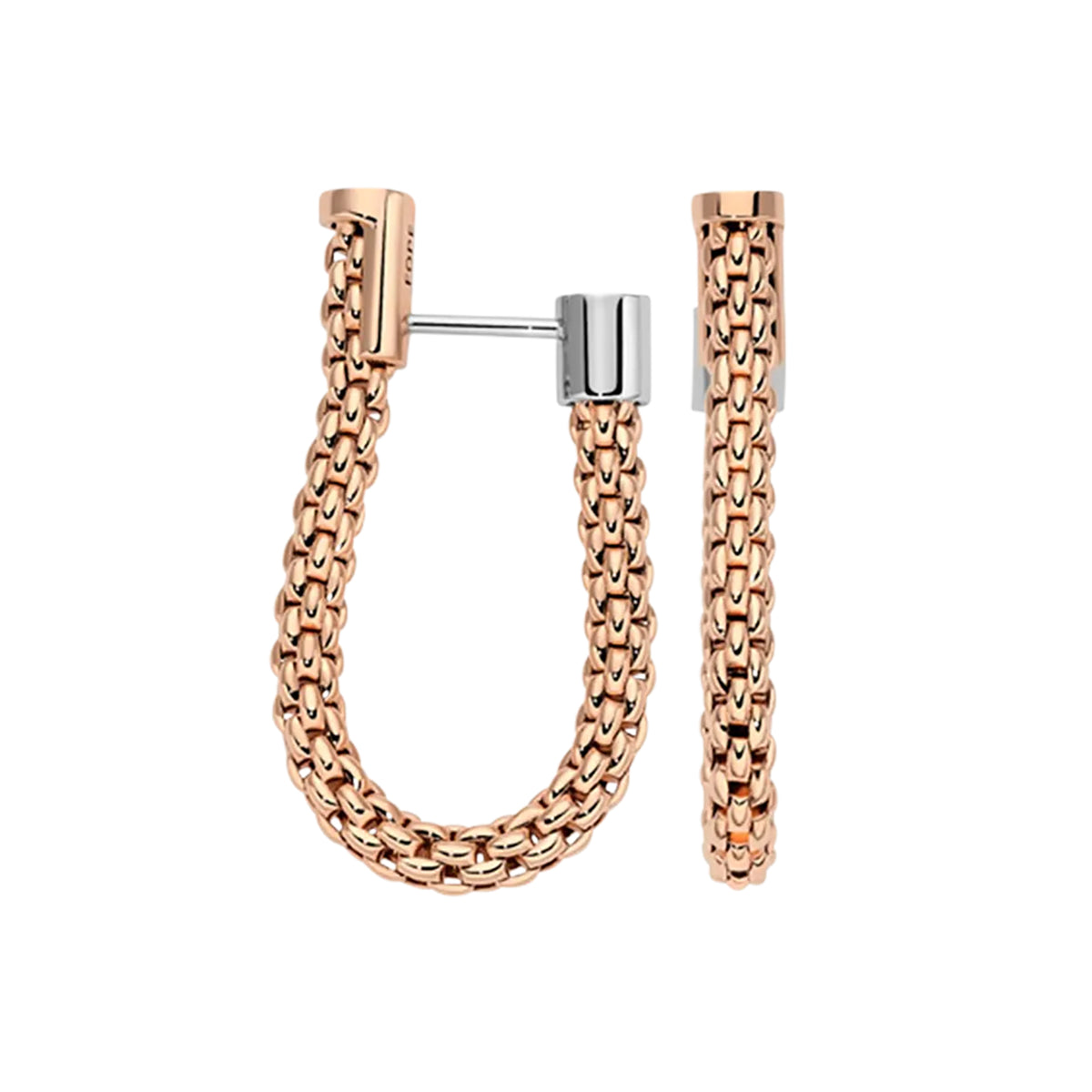 FOPE Flex'it Essentials 18ct Rose Gold Oval Mesh Small Hoop Earrings - Michael Jones Jeweller