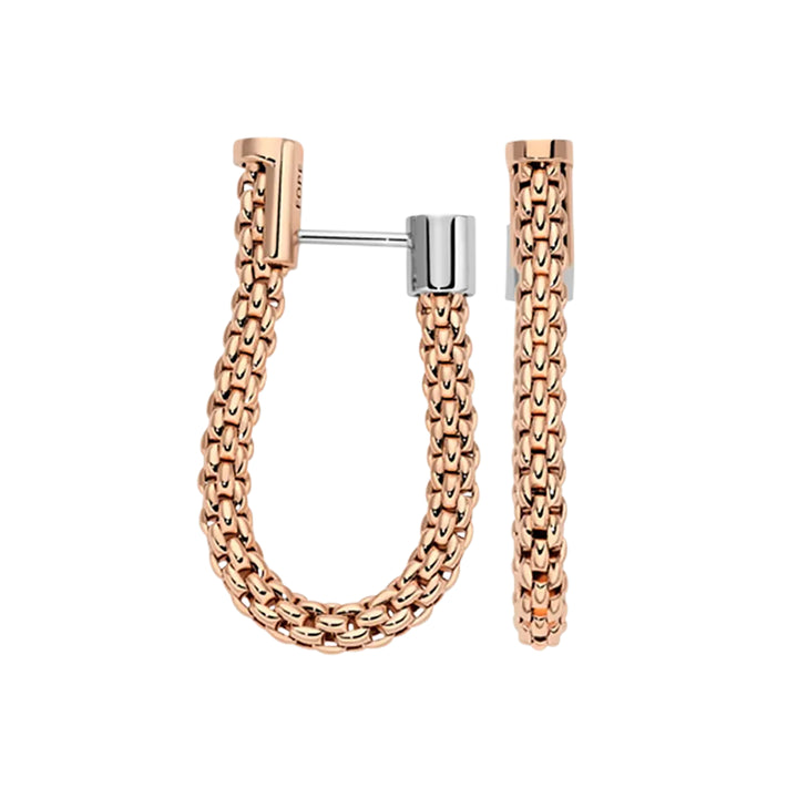 FOPE Flex'it Essentials 18ct Rose Gold Oval Mesh Small Hoop Earrings