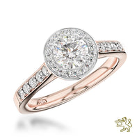 Dulcina Halo 0.50ct E SI1 Diamond Rose Gold/Platinum Ring