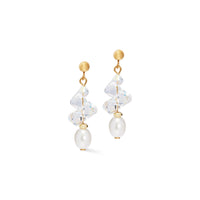 Coeur de Lion Dancing Crystals & Pearls Gold Drop Earrings