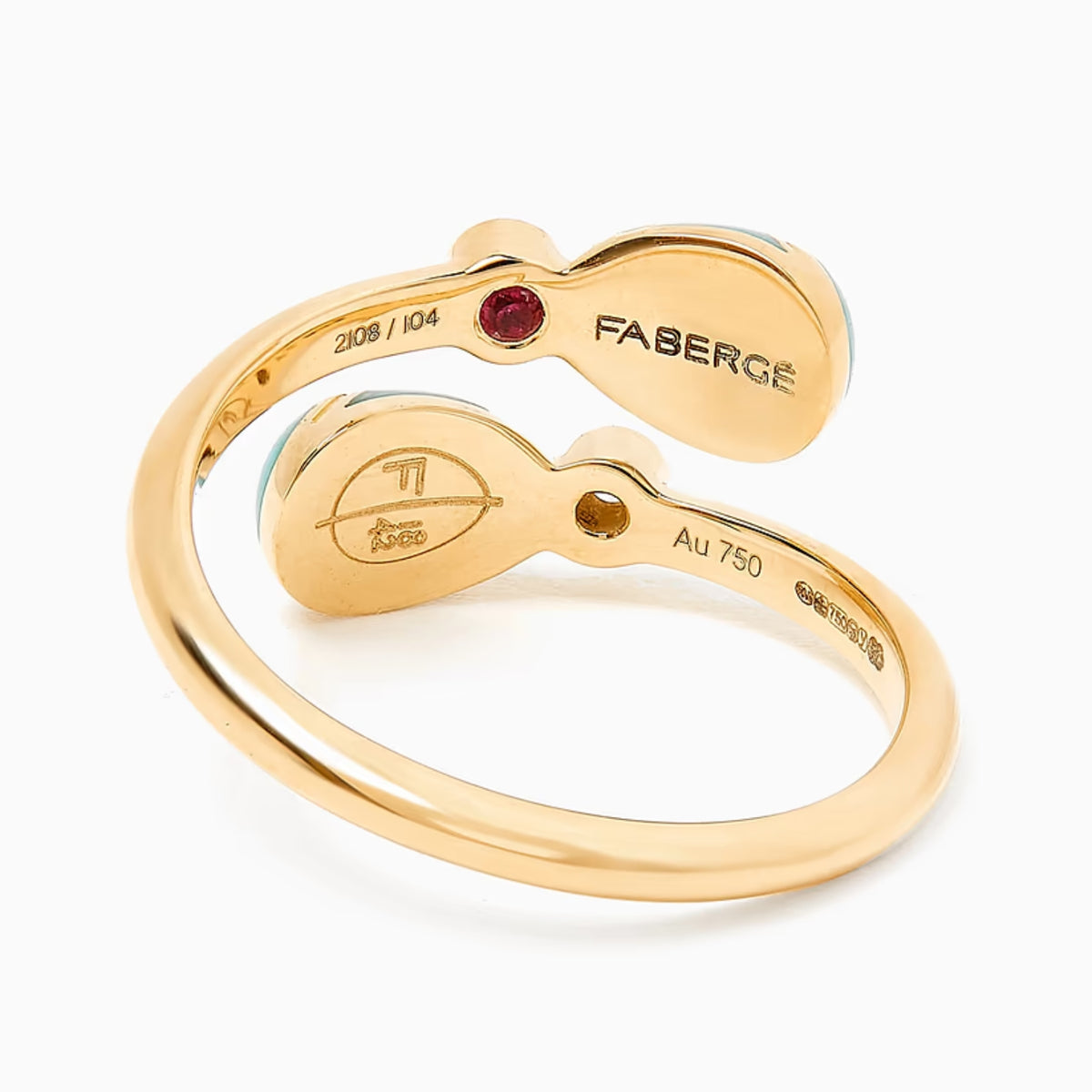 Fabergé Heritage Forever Crossover Ring 18ct Yellow Gold Turquoise Guilloché Enamel - Michael Jones Jeweller