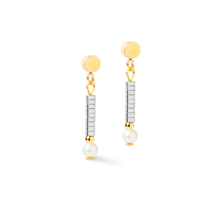 Coeur de Lion Edge & Grace Silver-Gold Drop Earrings