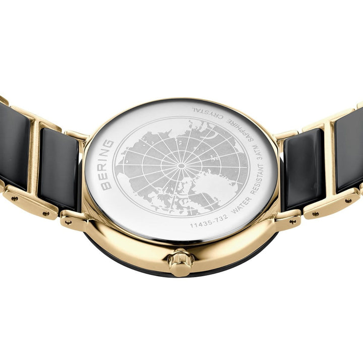 Bering Black Ceramic Gold Plated Quartz Watch 11435-732