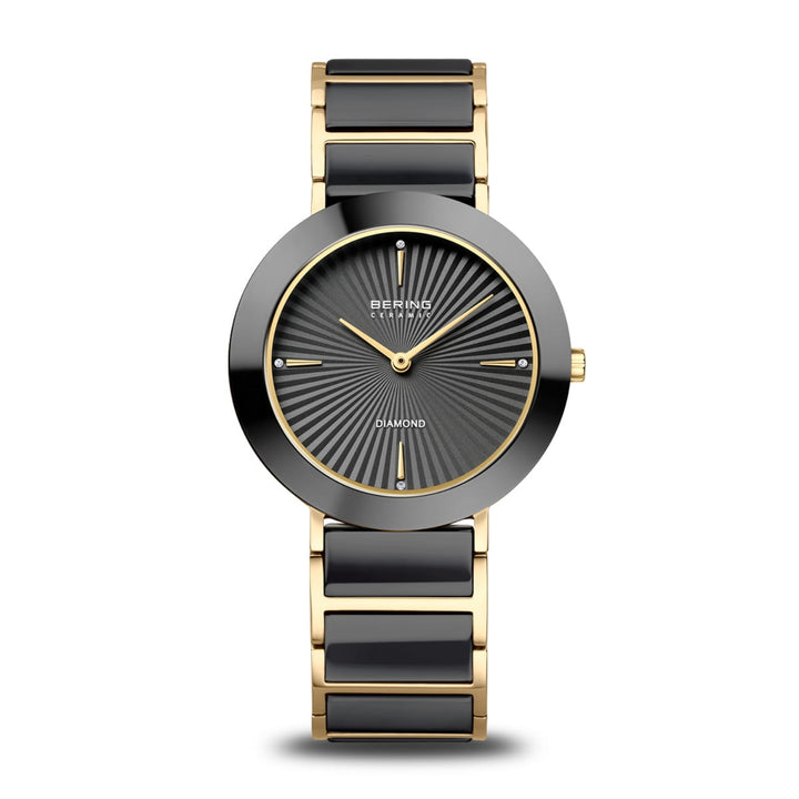 Bering Black Ceramic Gold Plated Quartz Watch 11435-732