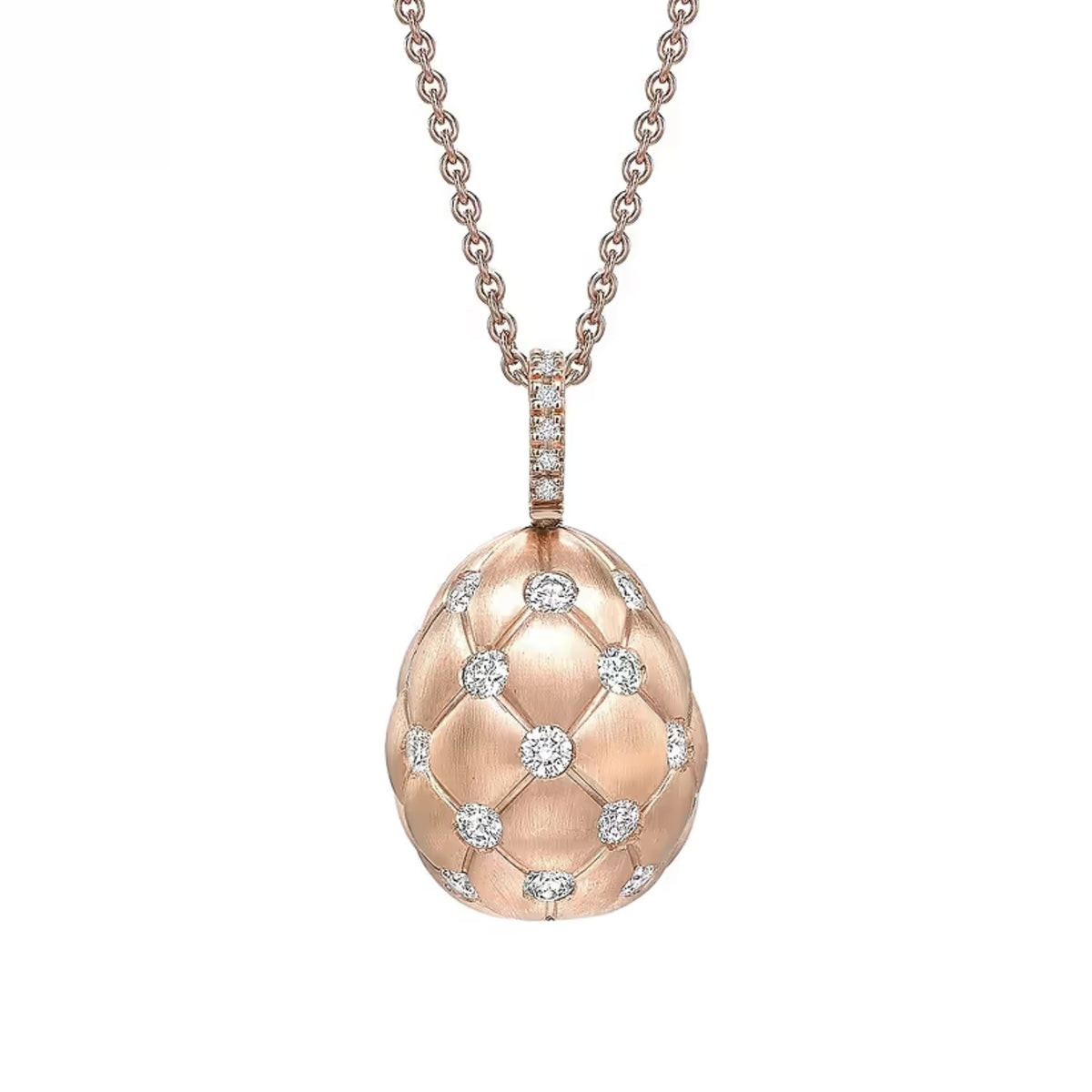 Fabergé Heritage Forever Quilted Egg Pendant 18ct Rose Gold & Diamond Set - Michael Jones Jeweller
