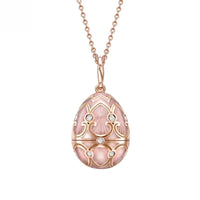 Fabergé Heritage Surprise Heart Pendant 18ct Rose Gold Pink Guilloché Enamel