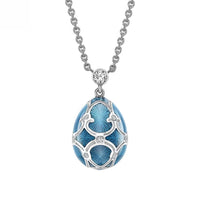 Fabergé Heritage Forever Mini Enamel Egg Pendant  18ct White Gold Teal Guilloché Enamel