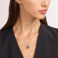 Fabergé Heritage Forever Mini Enamel Egg Pendant  18ct White Gold Teal Guilloché Enamel