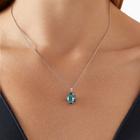 Fabergé Heritage Forever Mini Enamel Egg Pendant  18ct White Gold Teal Guilloché Enamel