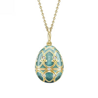 Fabergé Heritage Surprise Trembling Star Pendant 18ct Yellow Gold Diamond & Teal Guilloché Enamel
