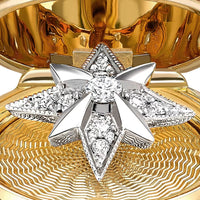 Fabergé Heritage Surprise Trembling Star Pendant 18ct Yellow Gold Diamond & Teal Guilloché Enamel