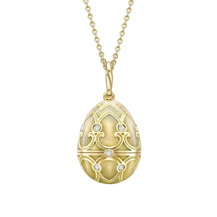 Fabergé Heritage Surprise Heart Pendant 18ct Yellow Gold Opalescent Guilloché Enamel