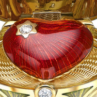 Fabergé Heritage Surprise Heart Pendant 18ct Yellow Gold Opalescent Guilloché Enamel