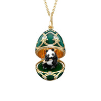 Fabergé Heritage Surprise Panda Pendant 18ct Yellow Gold Diamond & Green Guilloché Enamel - Michael Jones Jeweller