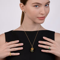 Fabergé Heritage Surprise Panda Pendant 18ct Yellow Gold Diamond & Green Guilloché Enamel