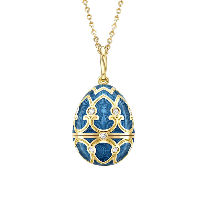 Fabergé Heritage Surprise Water Lily Pendant 18ct Yellow Gold Guilloché Enamel