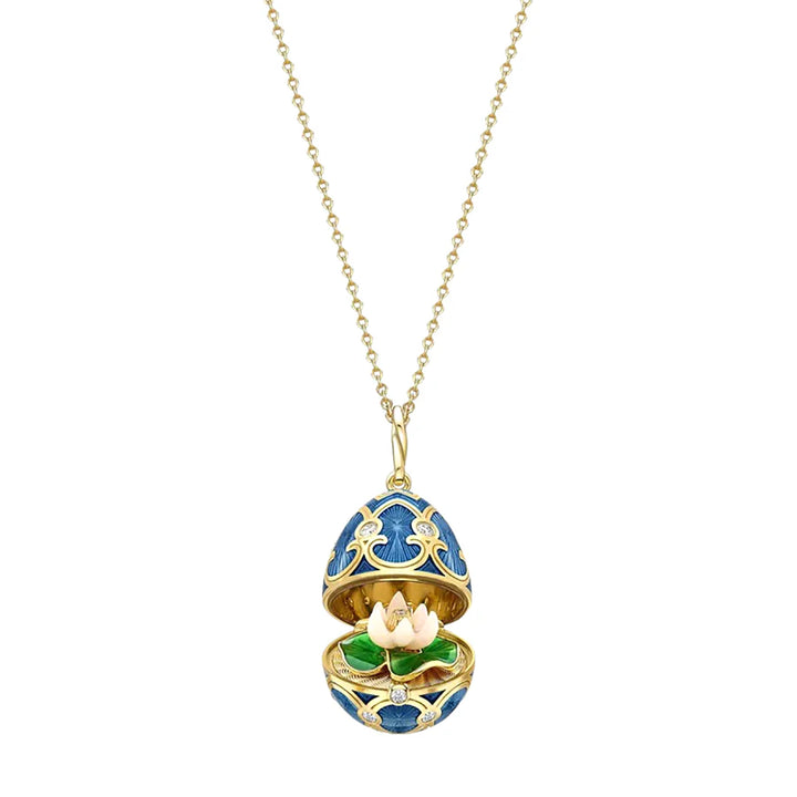 Fabergé Heritage Guilloché Enamel Water Lily Surprise Locket