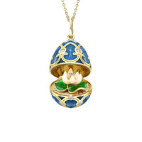 Fabergé Heritage Guilloché Enamel Water Lily Surprise Locket