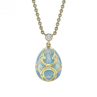 Fabergé Heritage Forever Mini Egg Pendant 18ct Yellow Gold Turquoise Guilloché Enamel